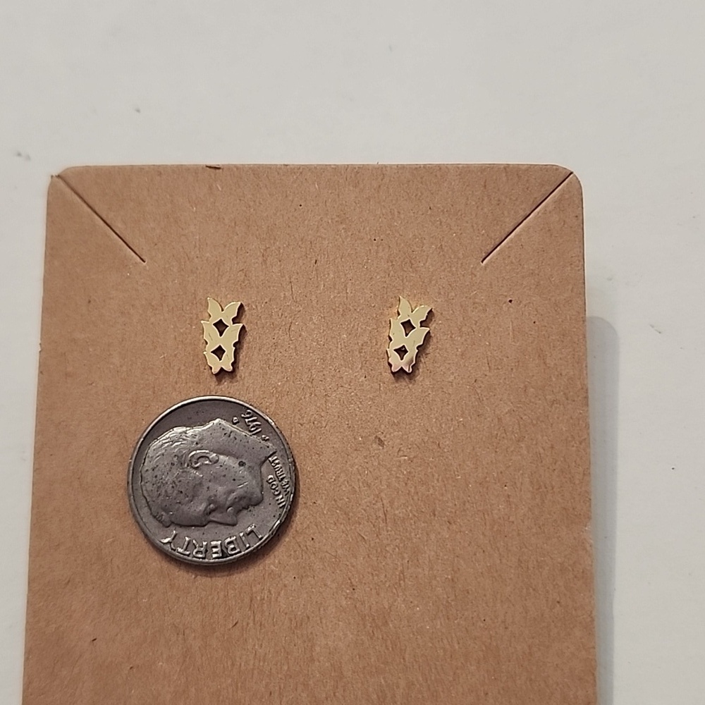 Gold NWOT Geometric Stainless Steel Stud Butterfly6 Earrings - Picture 6 of 6